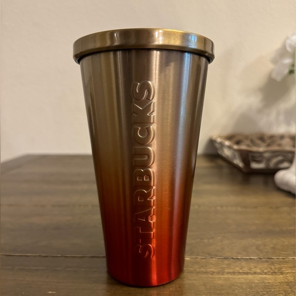 STARBUCKS Sunset Gold Orange Gradient Stainless Steel Cold Cup Tumbler 16Oz - Picture 3 of 5